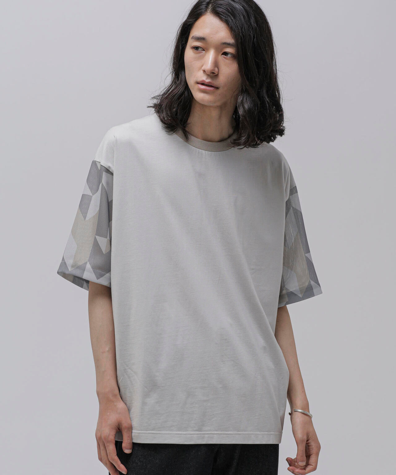 LB.04/幾何学切り替えTシャツ 6723124243