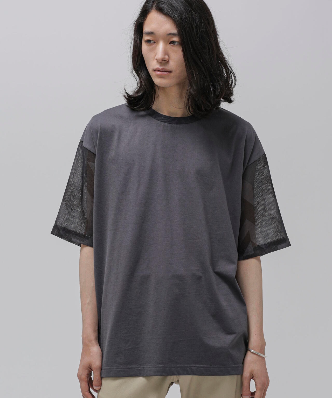 LB.04/幾何学切り替えTシャツ 6723124243