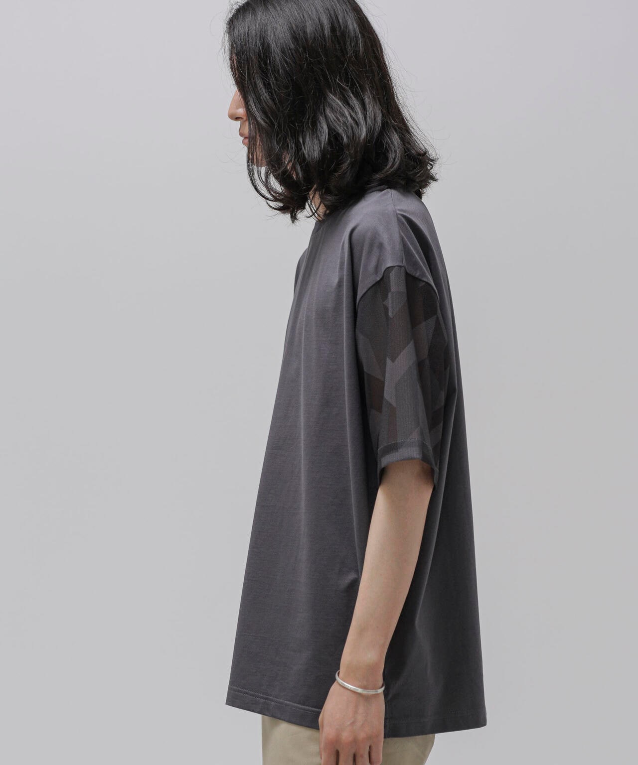 LB.04/幾何学切り替えTシャツ 6723124243