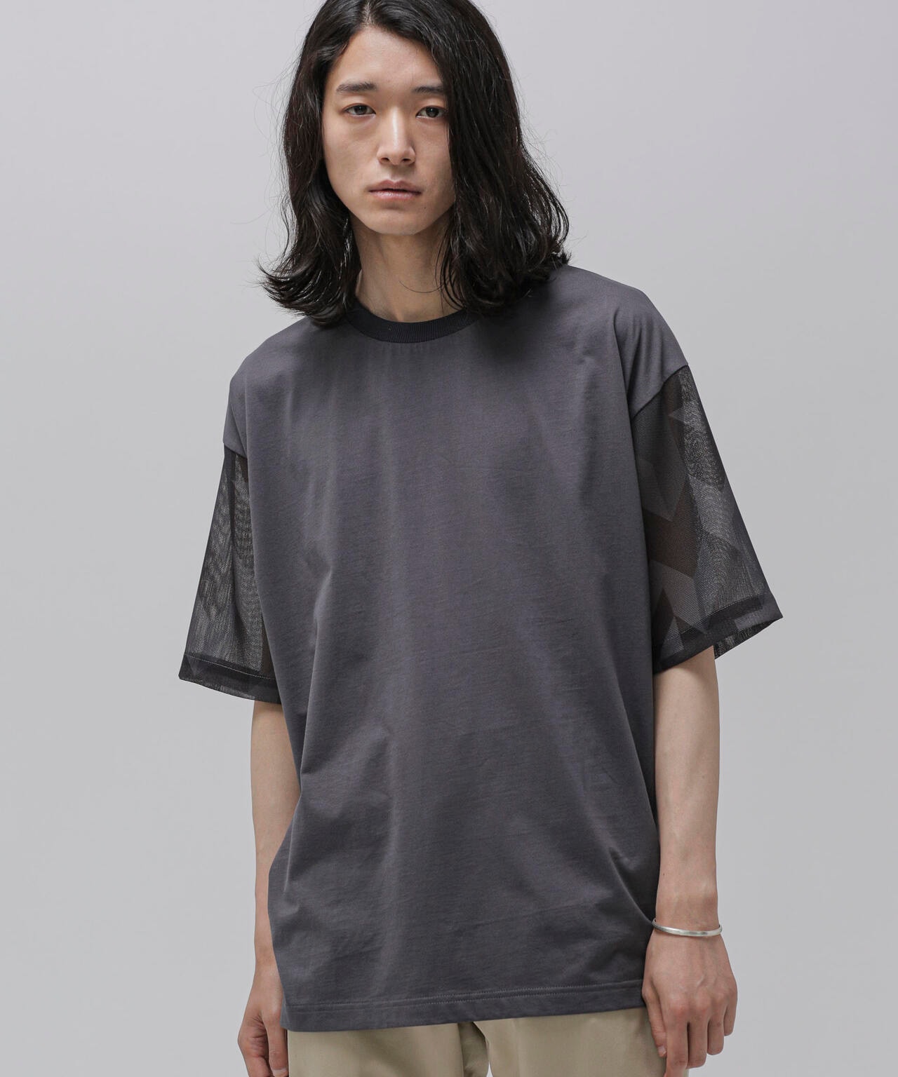 LB.04/幾何学切り替えTシャツ 6723124243