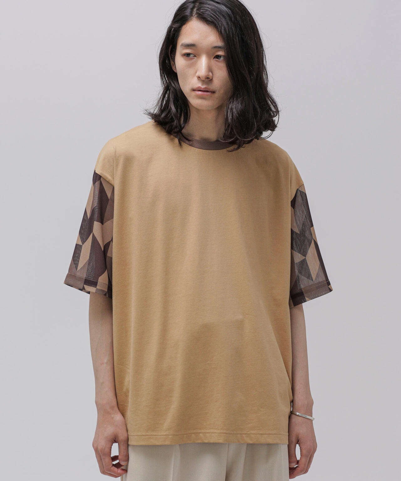 LB.04/幾何学切り替えTシャツ 6723124243