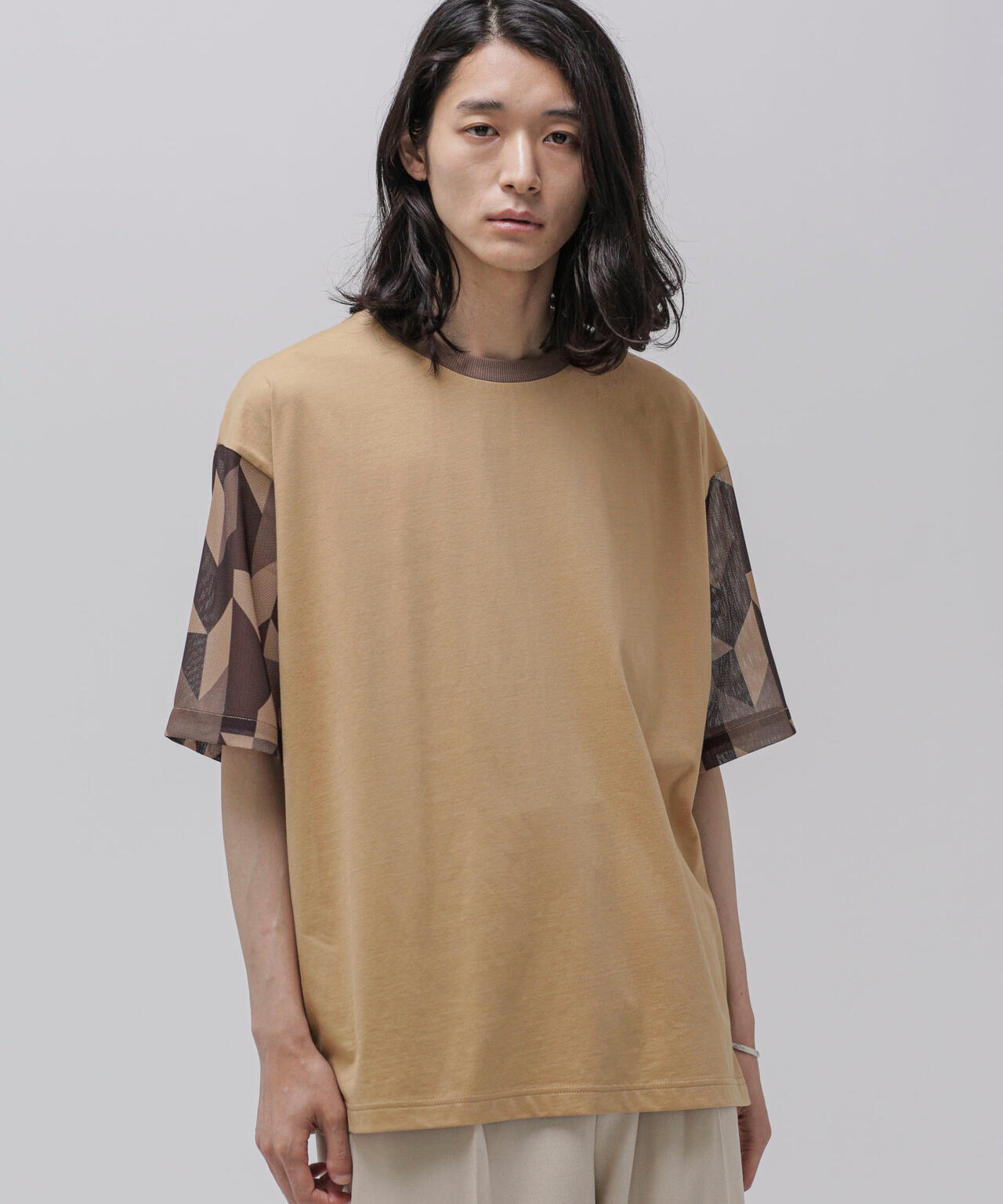 LB.04/幾何学切り替えTシャツ 6723124243