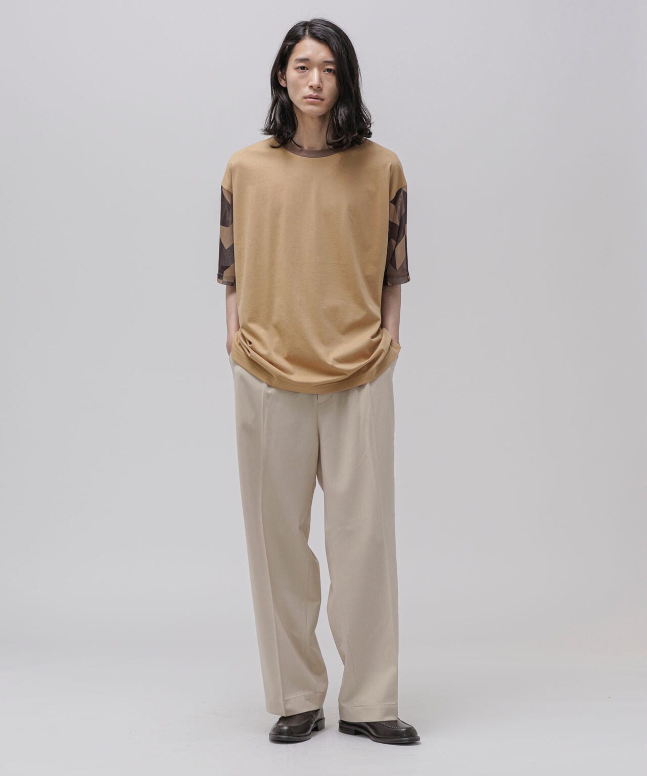 LB.04/幾何学切り替えTシャツ 6723124243