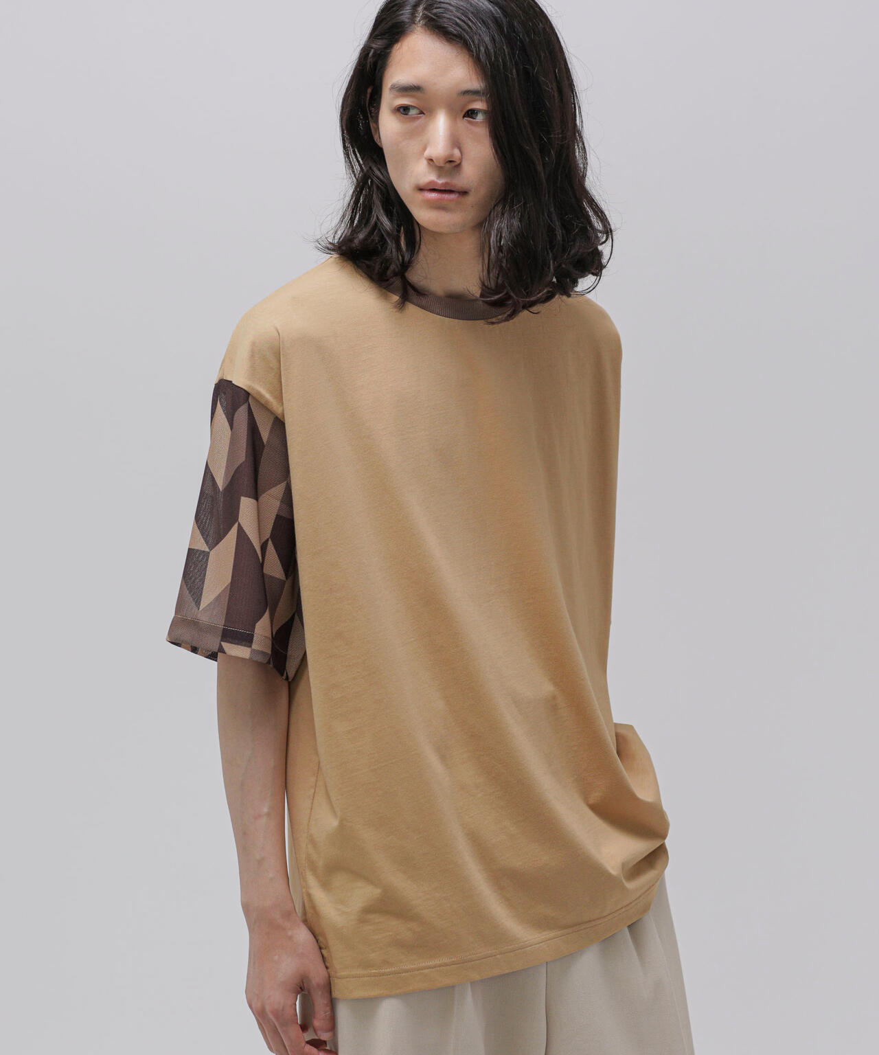 LB.04/幾何学切り替えTシャツ 6723124243