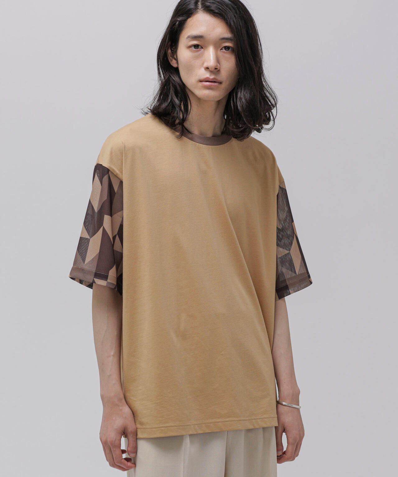 LB.04/幾何学切り替えTシャツ 6723124243