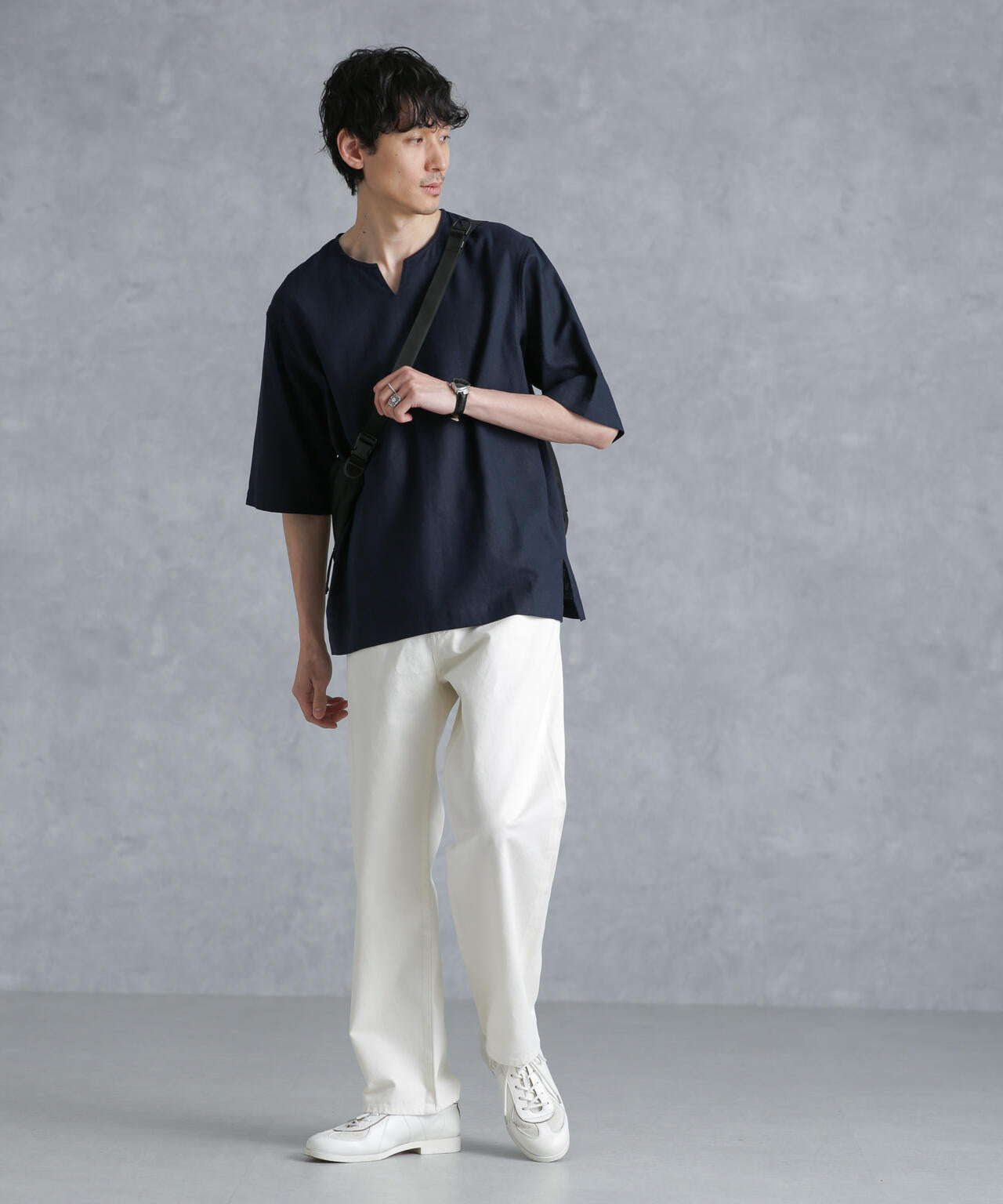 フレンチリネンプルオーバーシャツ 半袖 6724121207