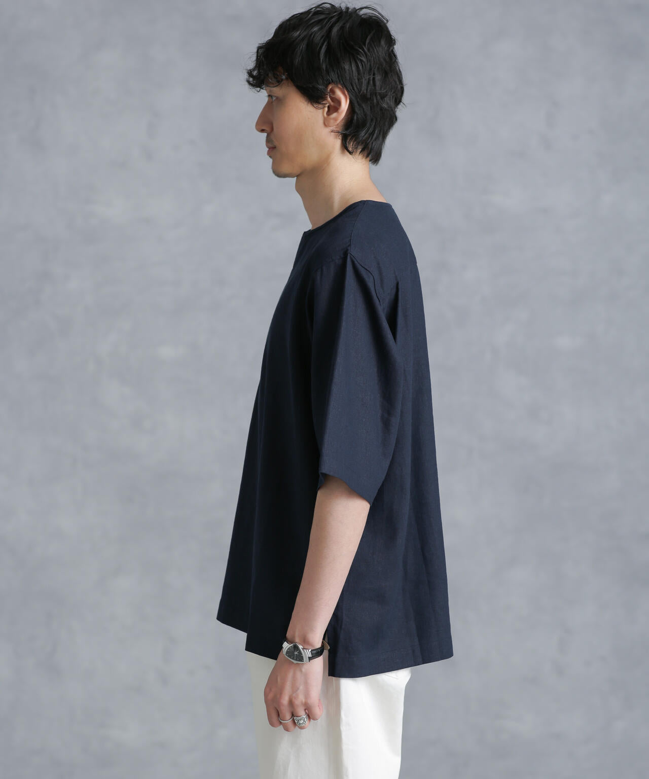 フレンチリネンプルオーバーシャツ 半袖 6724121207