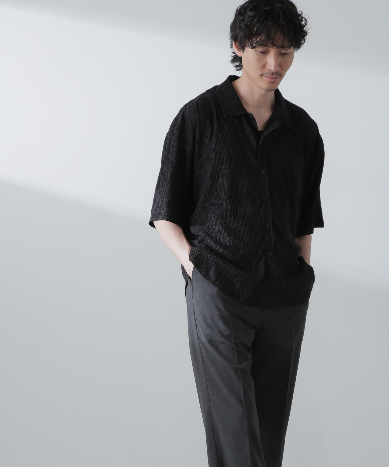 NORMANBROS別注スラッシュポケット楊柳シャツ 半袖 6724121215