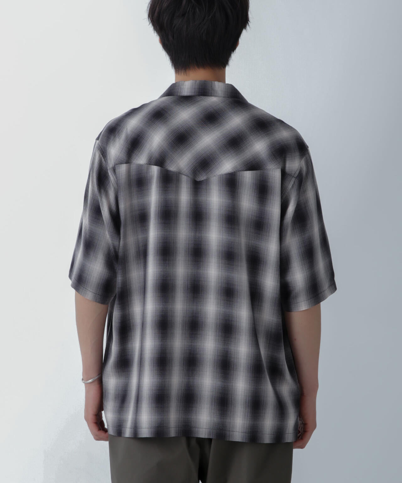 レーヨンオンブレチェックシャツ 半袖 6724121222