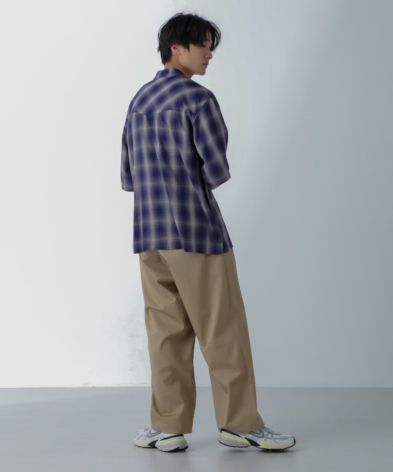 レーヨンオンブレチェックシャツ 半袖 6724121222