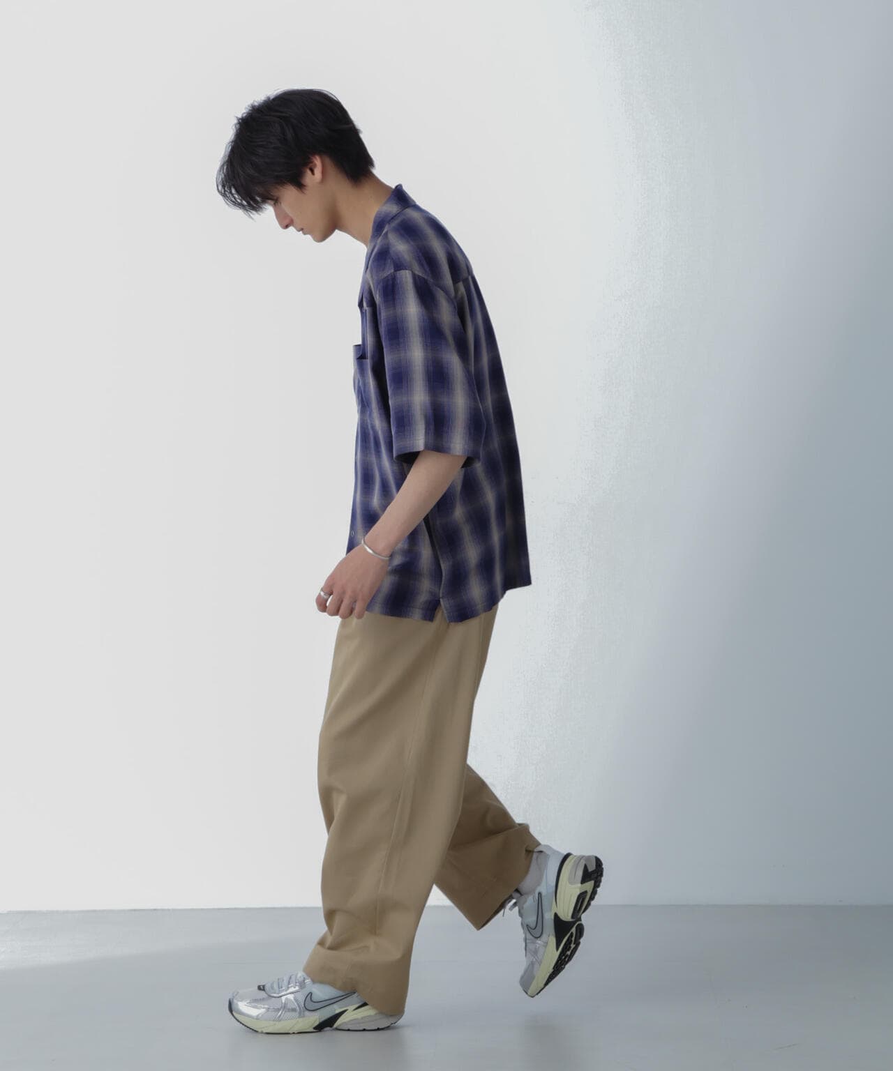 レーヨンオンブレチェックシャツ 半袖 6724121222