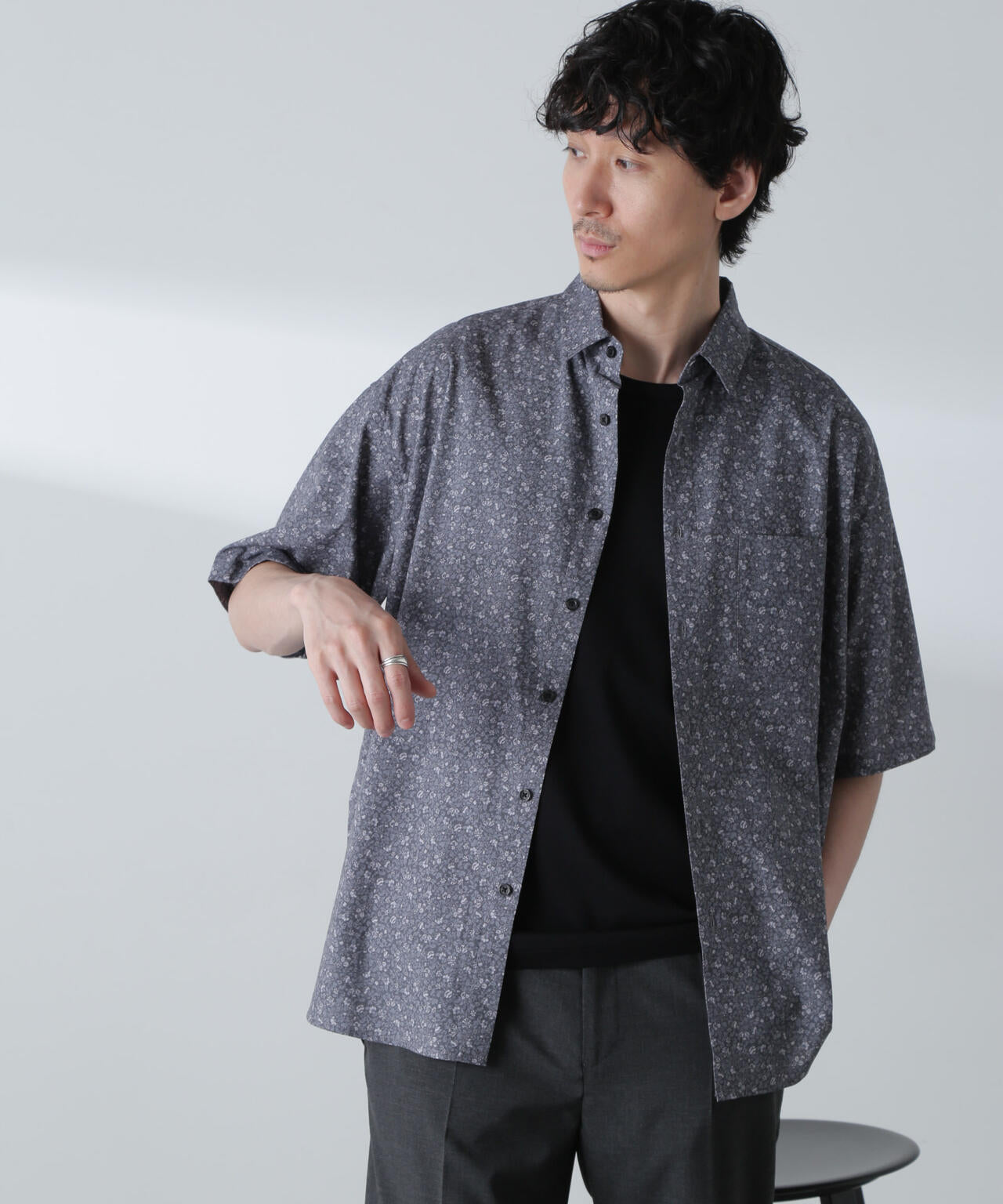 小花柄レギュラーシャツ 半袖 6724121230
