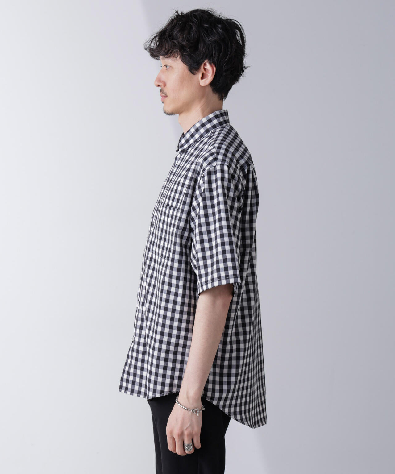 リラックスギンガムシャツ 半袖 6724121237