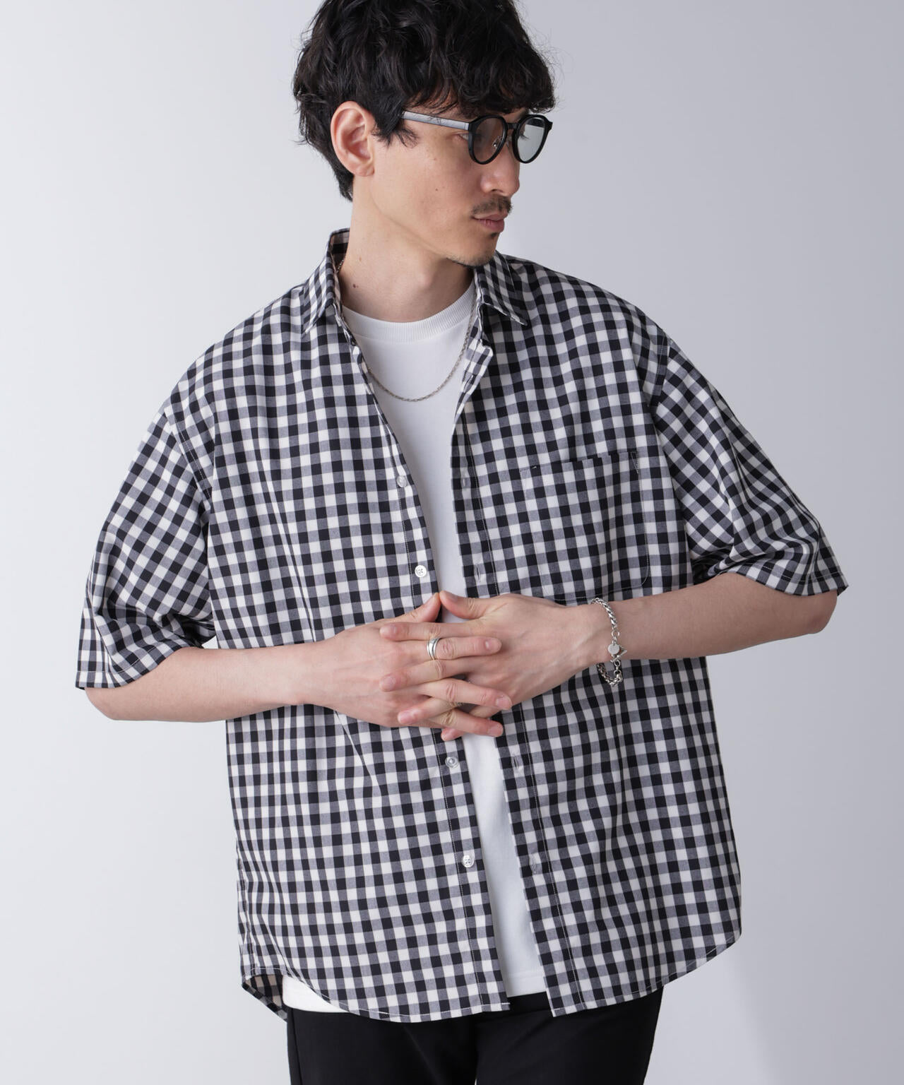 リラックスギンガムシャツ 半袖 6724121237
