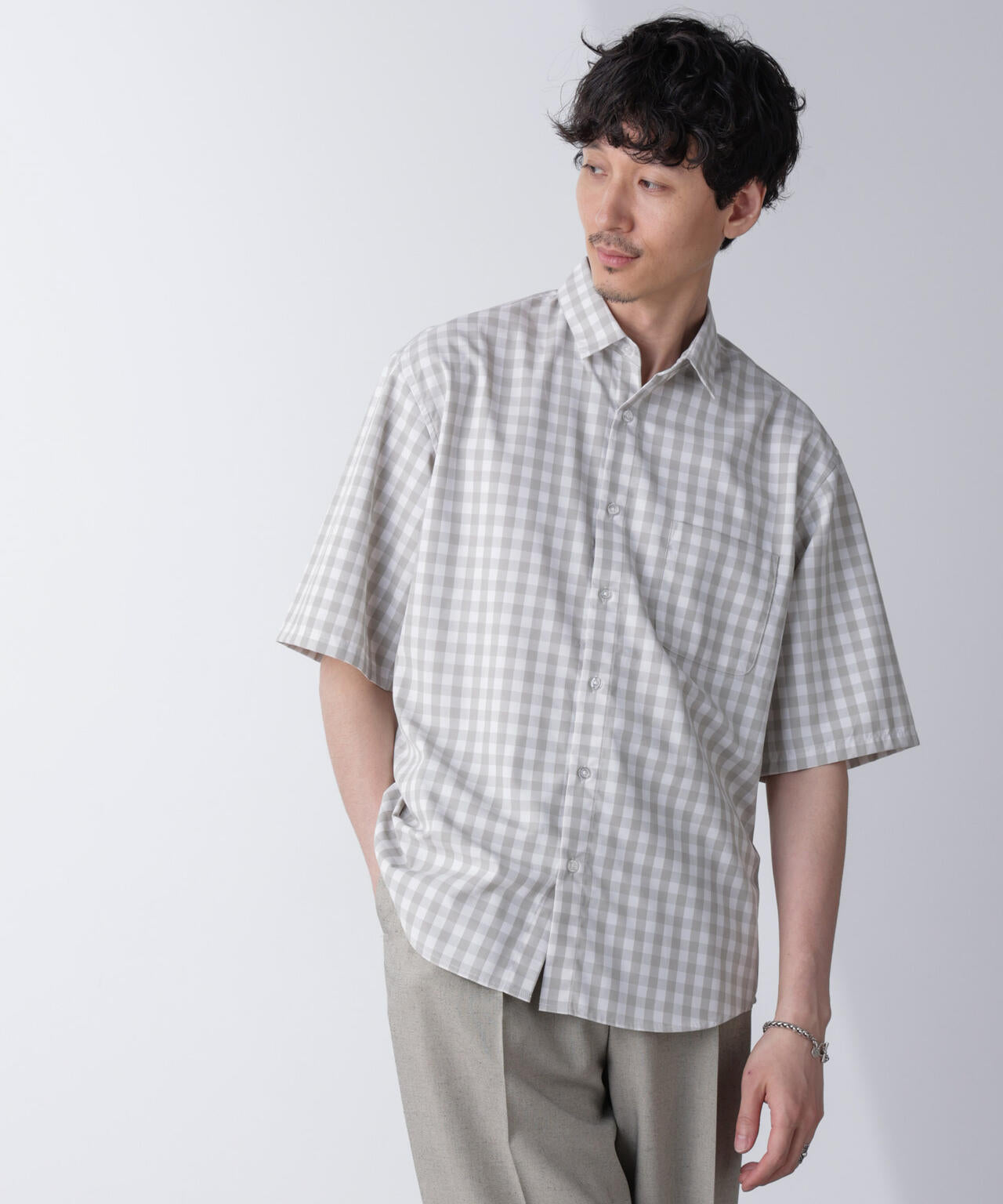 リラックスギンガムシャツ 半袖 6724121237