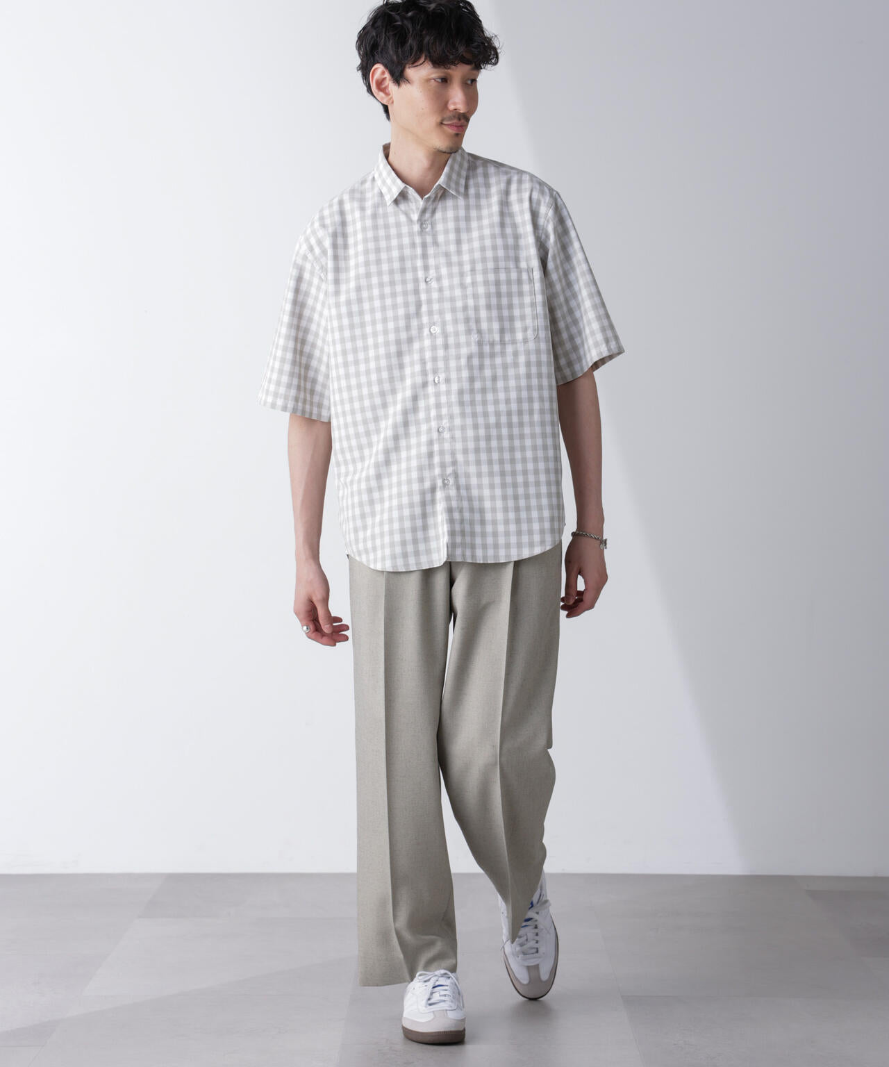 リラックスギンガムシャツ 半袖 6724121237