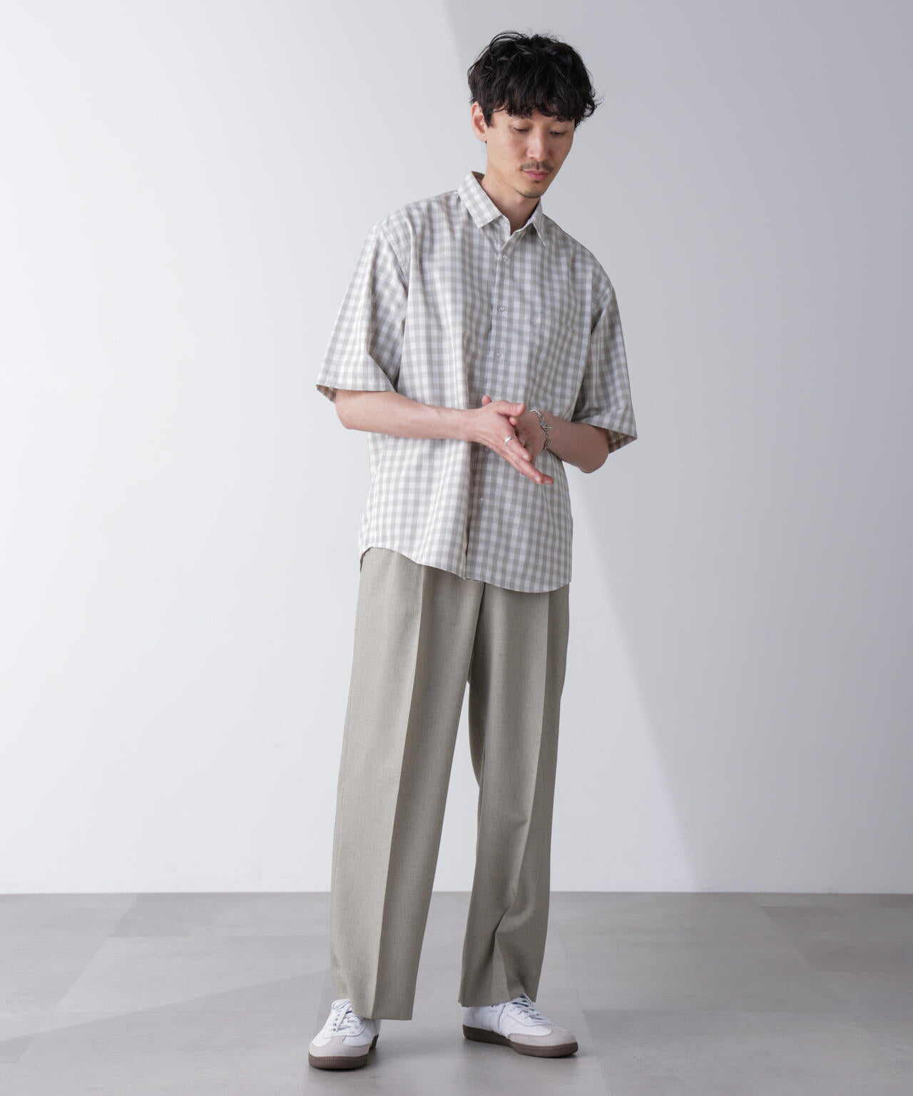 リラックスギンガムシャツ 半袖 6724121237