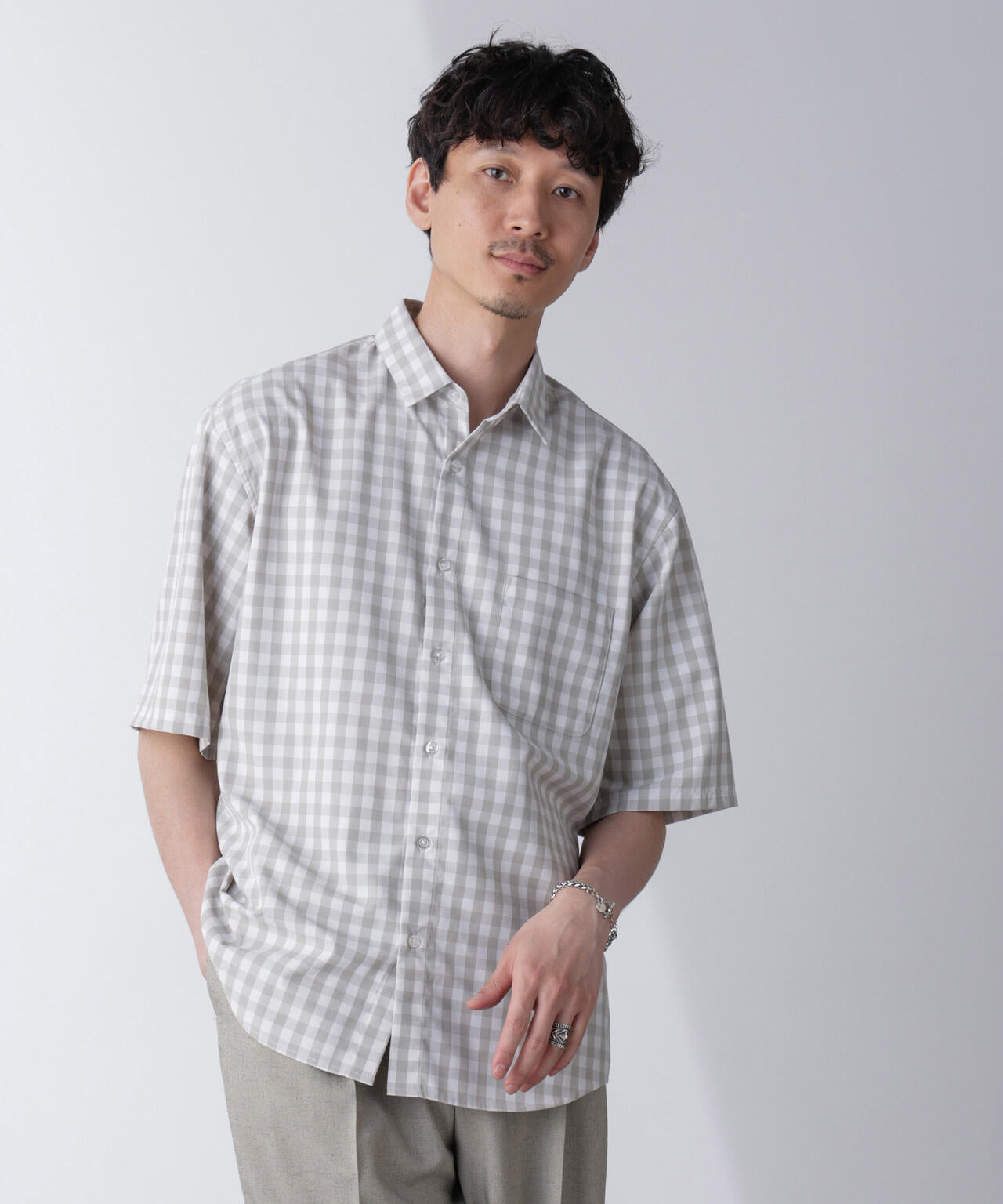 リラックスギンガムシャツ 半袖 6724121237