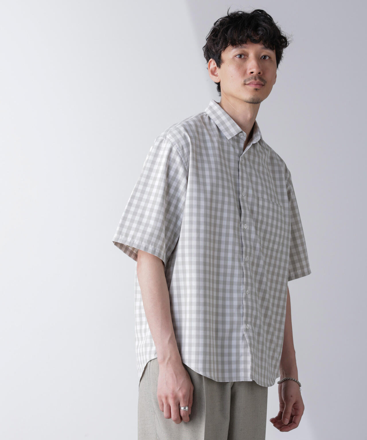 リラックスギンガムシャツ 半袖 6724121237
