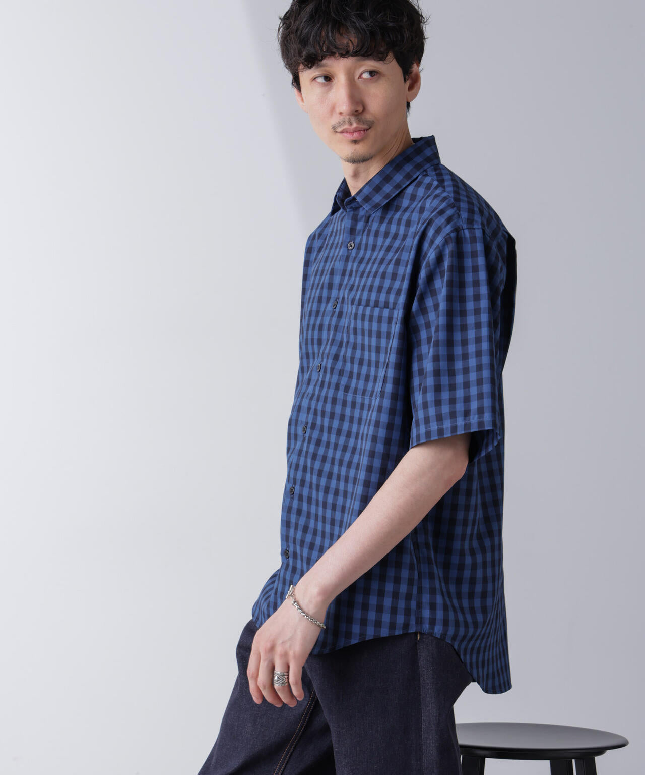 リラックスギンガムシャツ 半袖 6724121237
