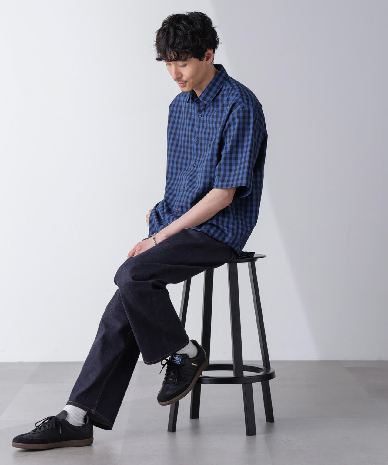 リラックスギンガムシャツ 半袖 6724121237