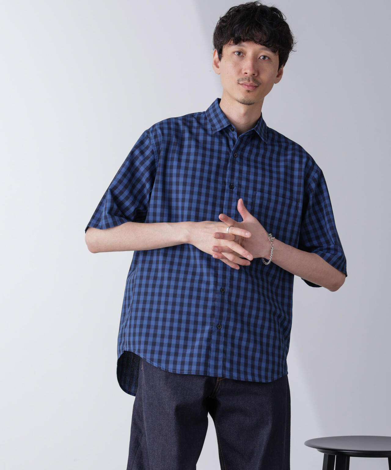リラックスギンガムシャツ 半袖 6724121237