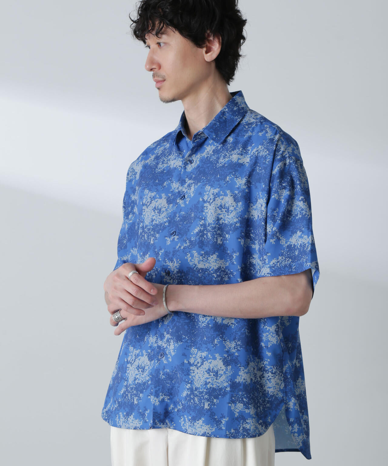 梨地パターンシャツ 半袖 6724121238