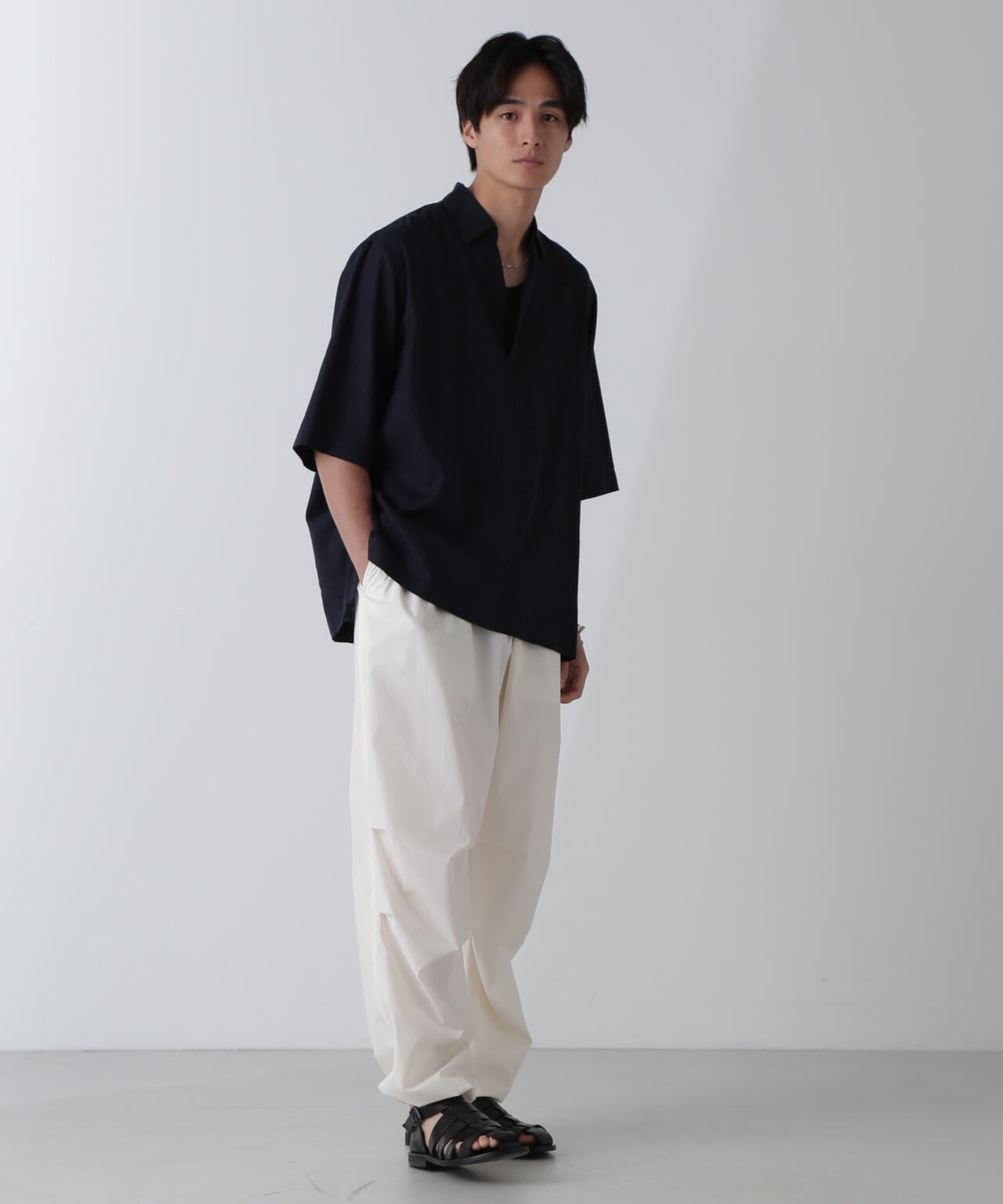 アンチスメルリネン スキッパーシャツ 半袖 6724121241