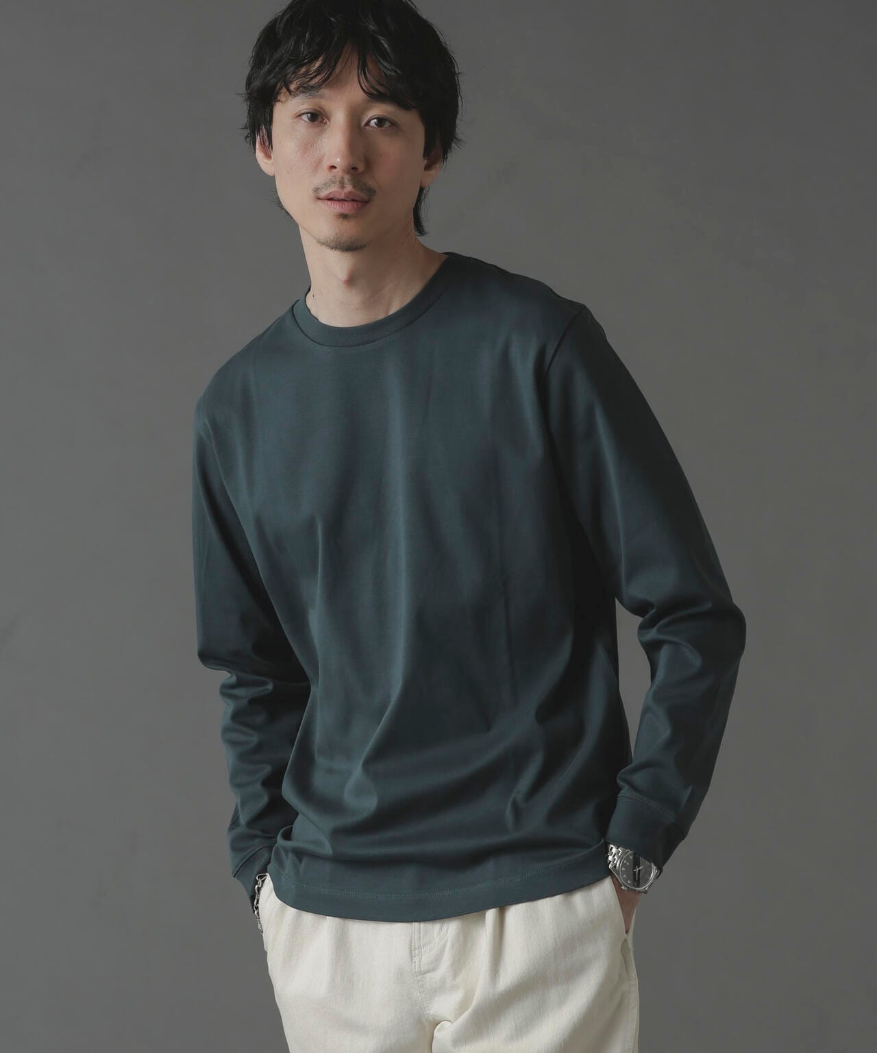 アンチスメルクルーネックTシャツ 長袖 6724123213