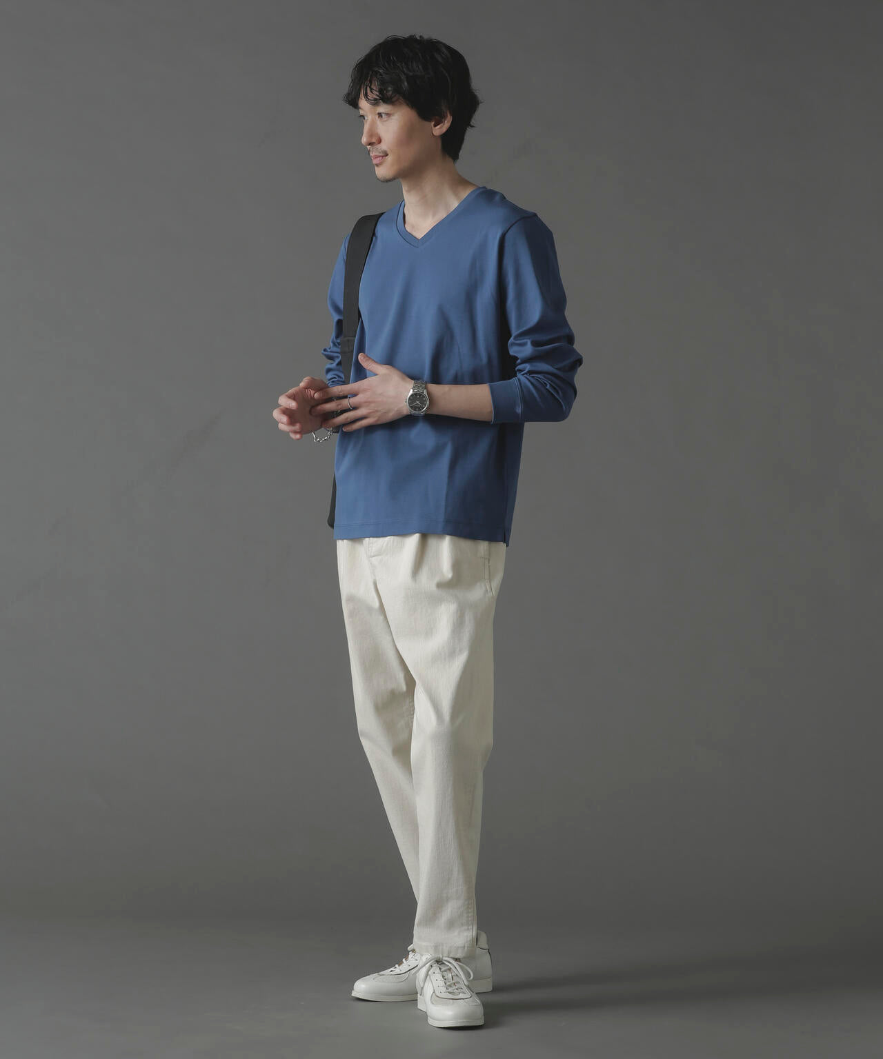 アンチスメルVネックTシャツ 長袖 6724123214