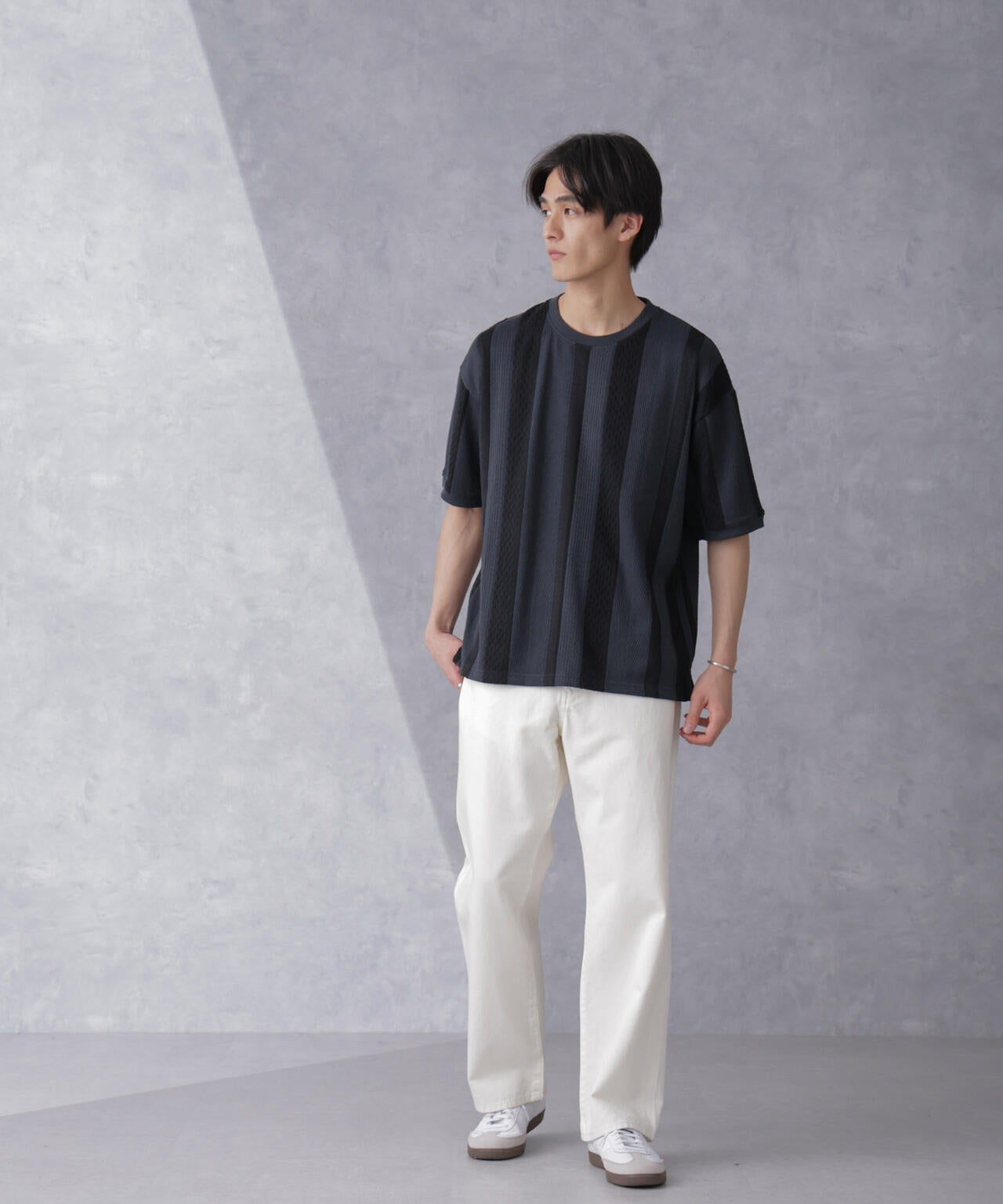 ストライプジャガードTシャツ 半袖 6724124210