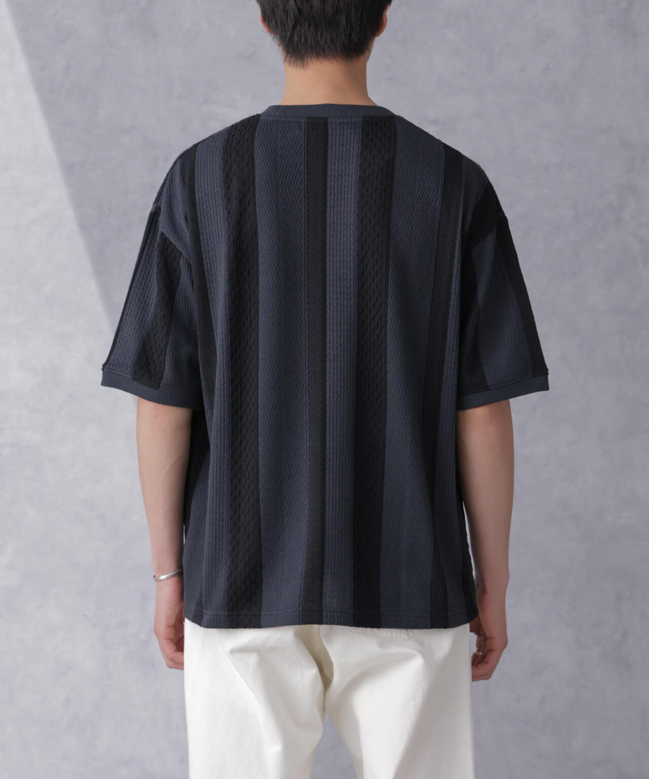 ストライプジャガードTシャツ 半袖 6724124210