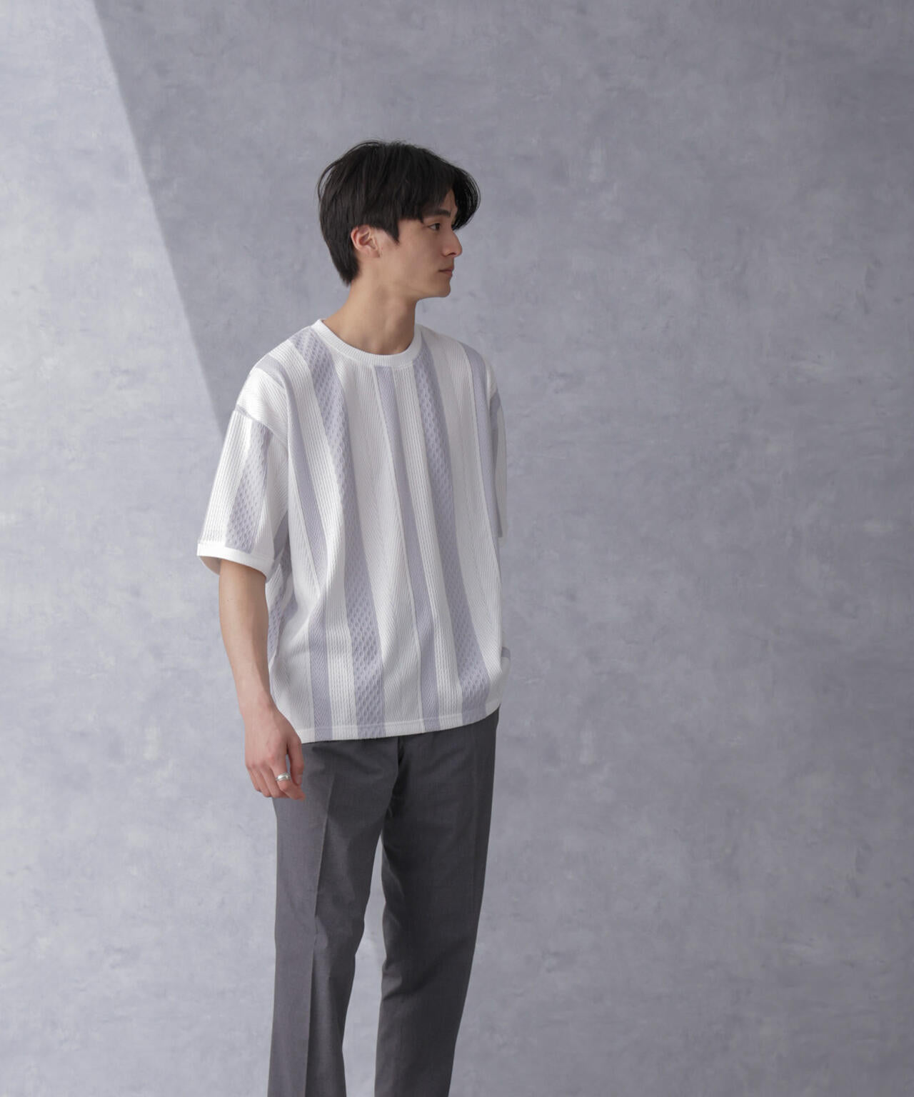 ストライプジャガードTシャツ 半袖 6724124210