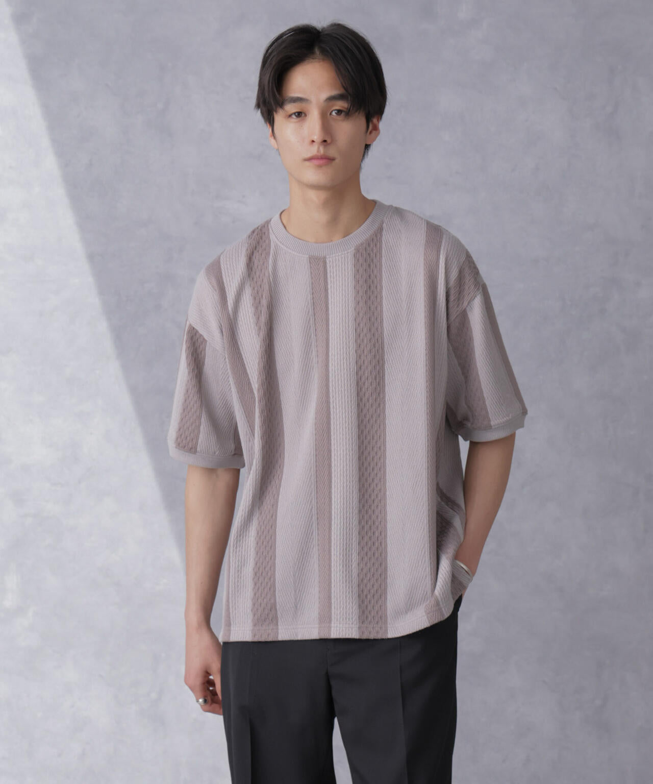 ストライプジャガードTシャツ 半袖 6724124210