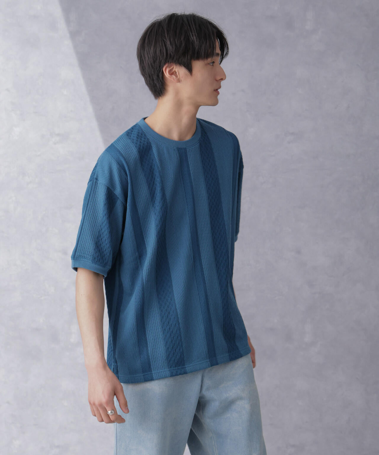 ストライプジャガードTシャツ 半袖 6724124210