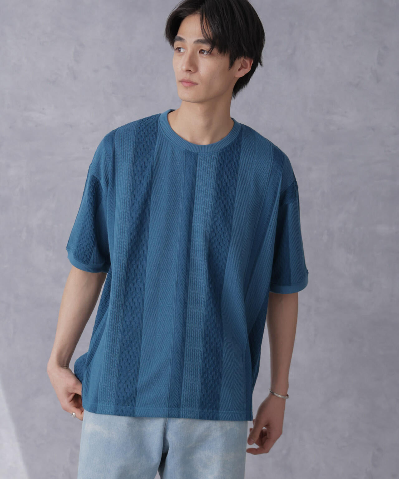 ストライプジャガードTシャツ 半袖 6724124210