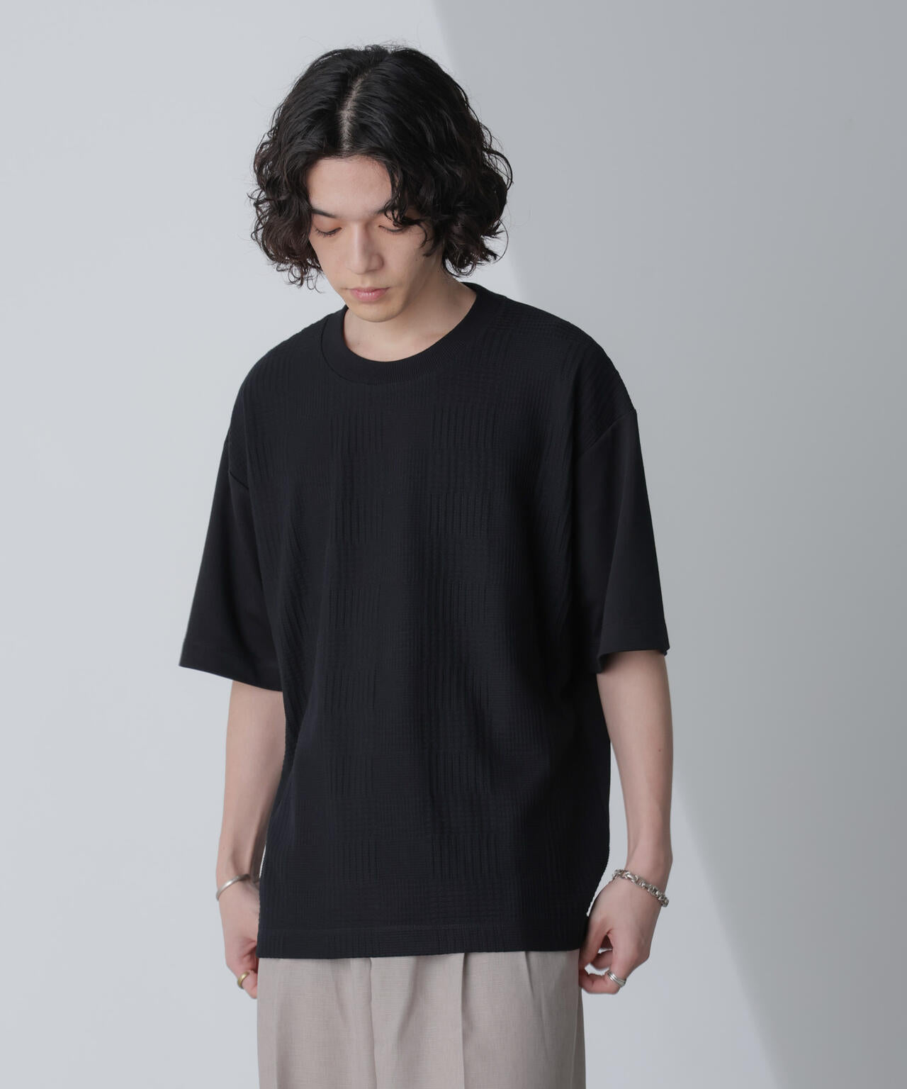 リンクスジャガードコンビTシャツ 半袖 6724124241