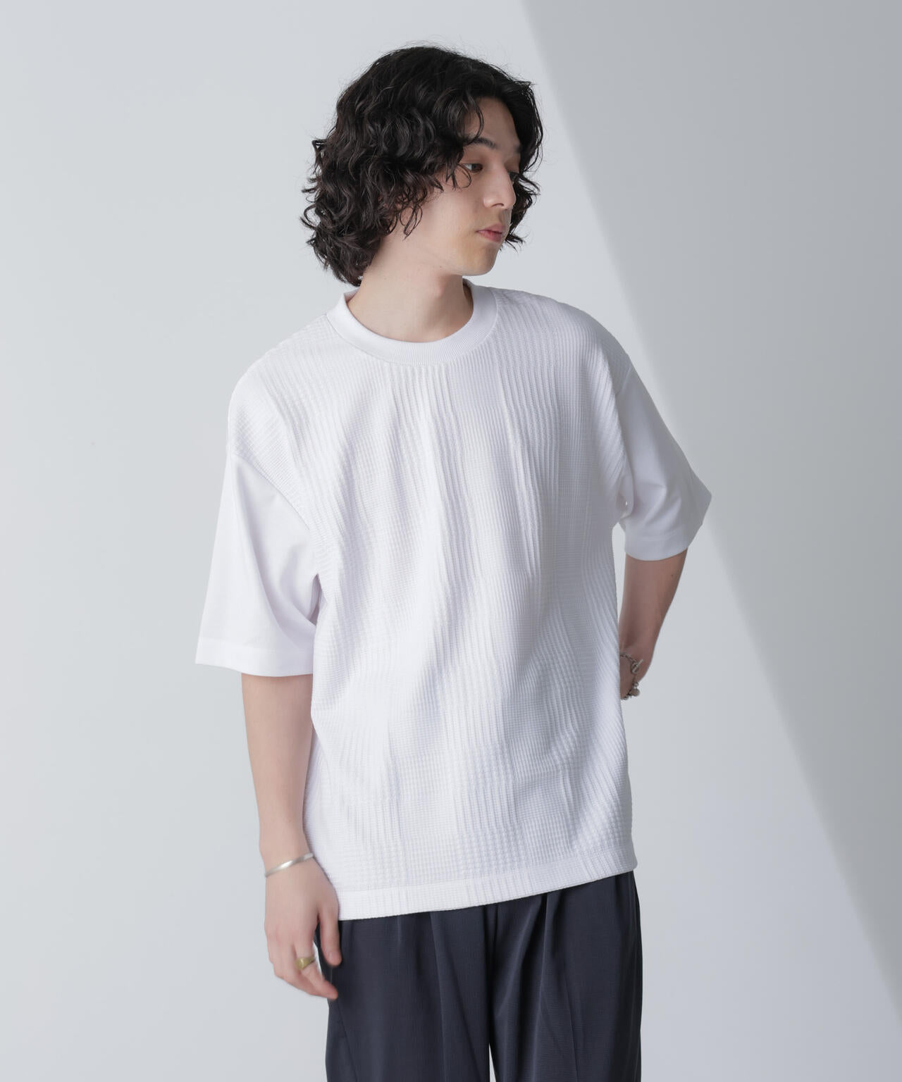 リンクスジャガードコンビTシャツ 半袖 6724124241