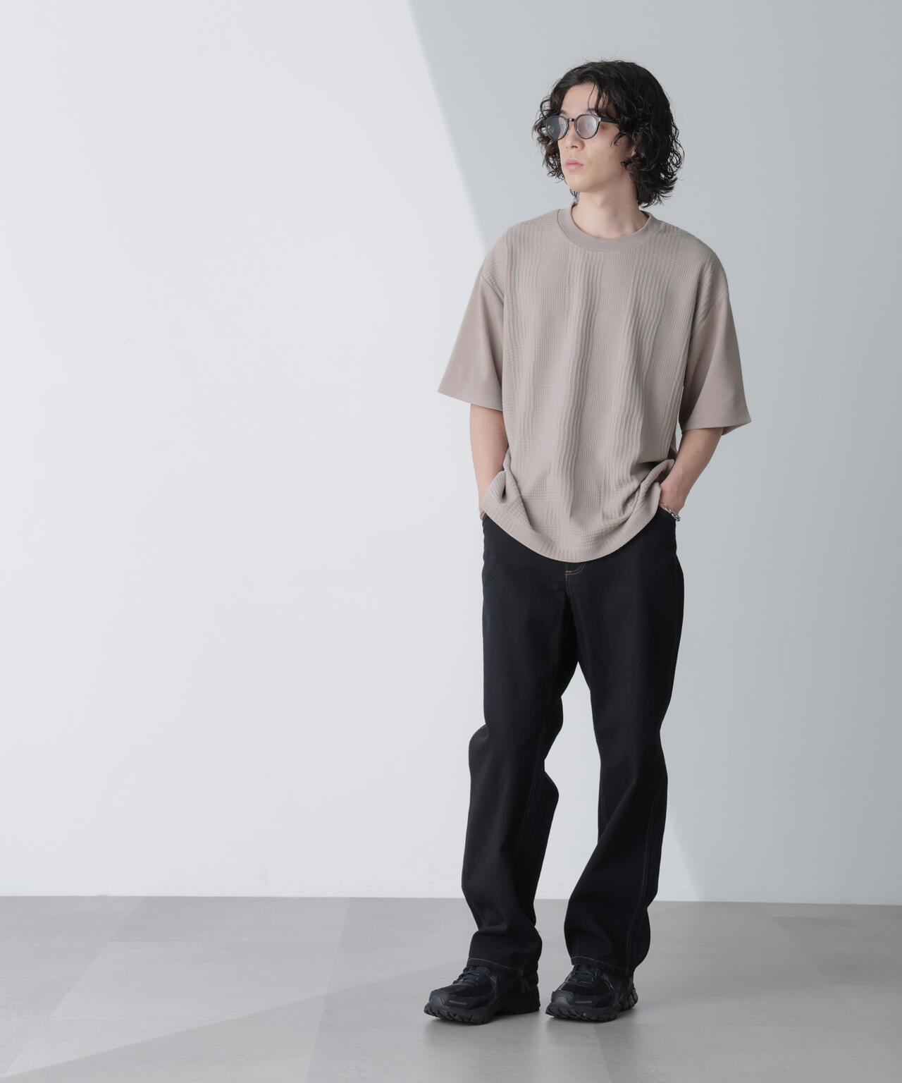 リンクスジャガードコンビTシャツ 半袖 6724124241