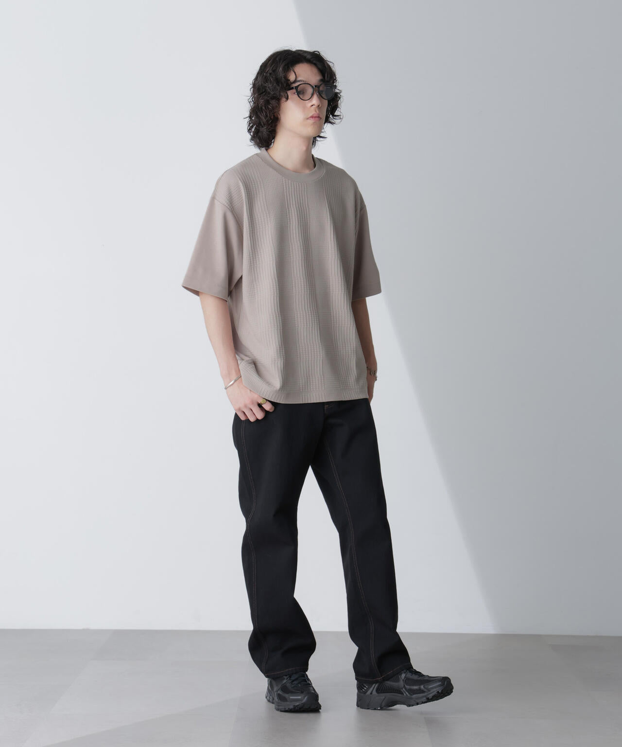 リンクスジャガードコンビTシャツ 半袖 6724124241