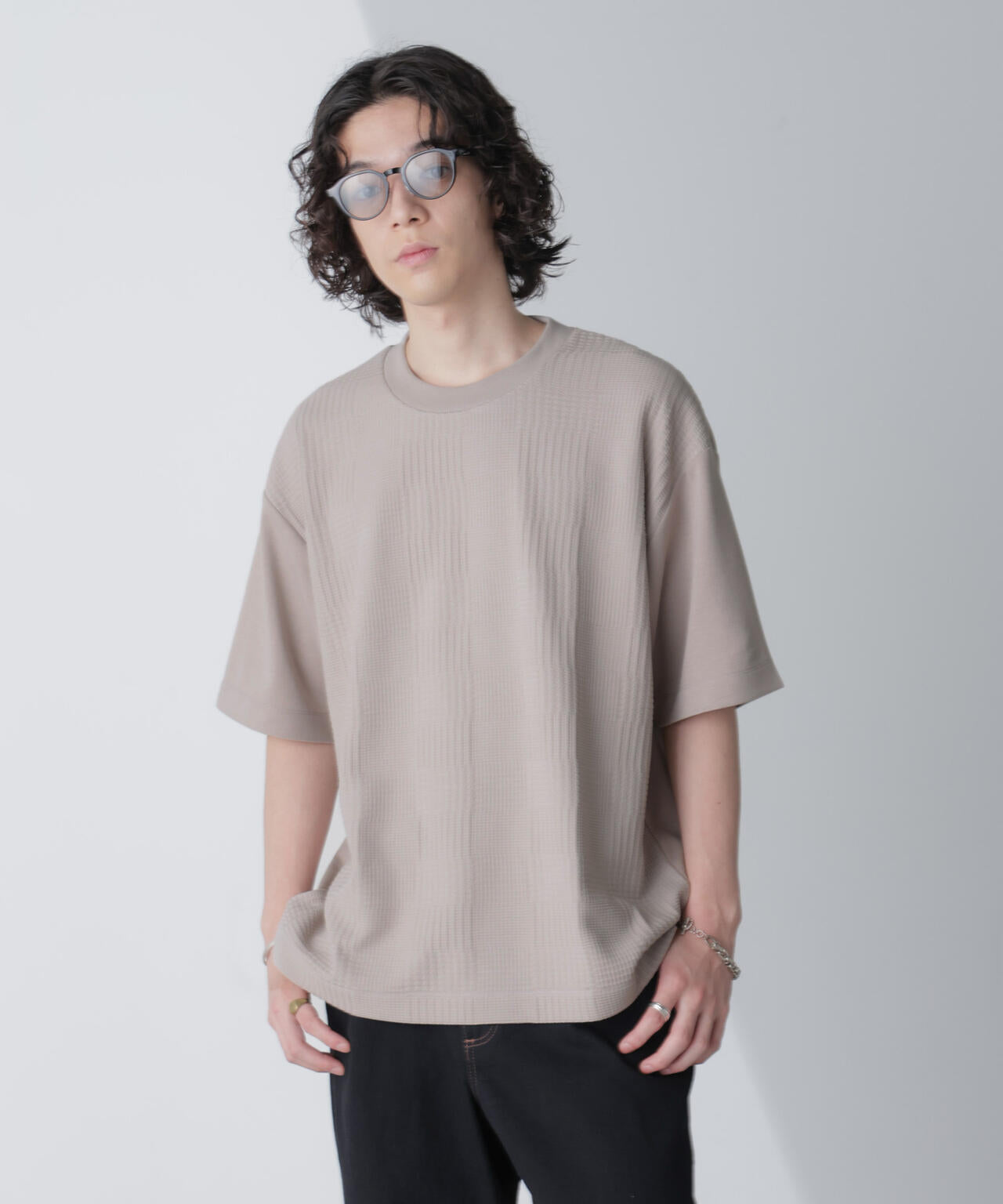 リンクスジャガードコンビTシャツ 半袖 6724124241