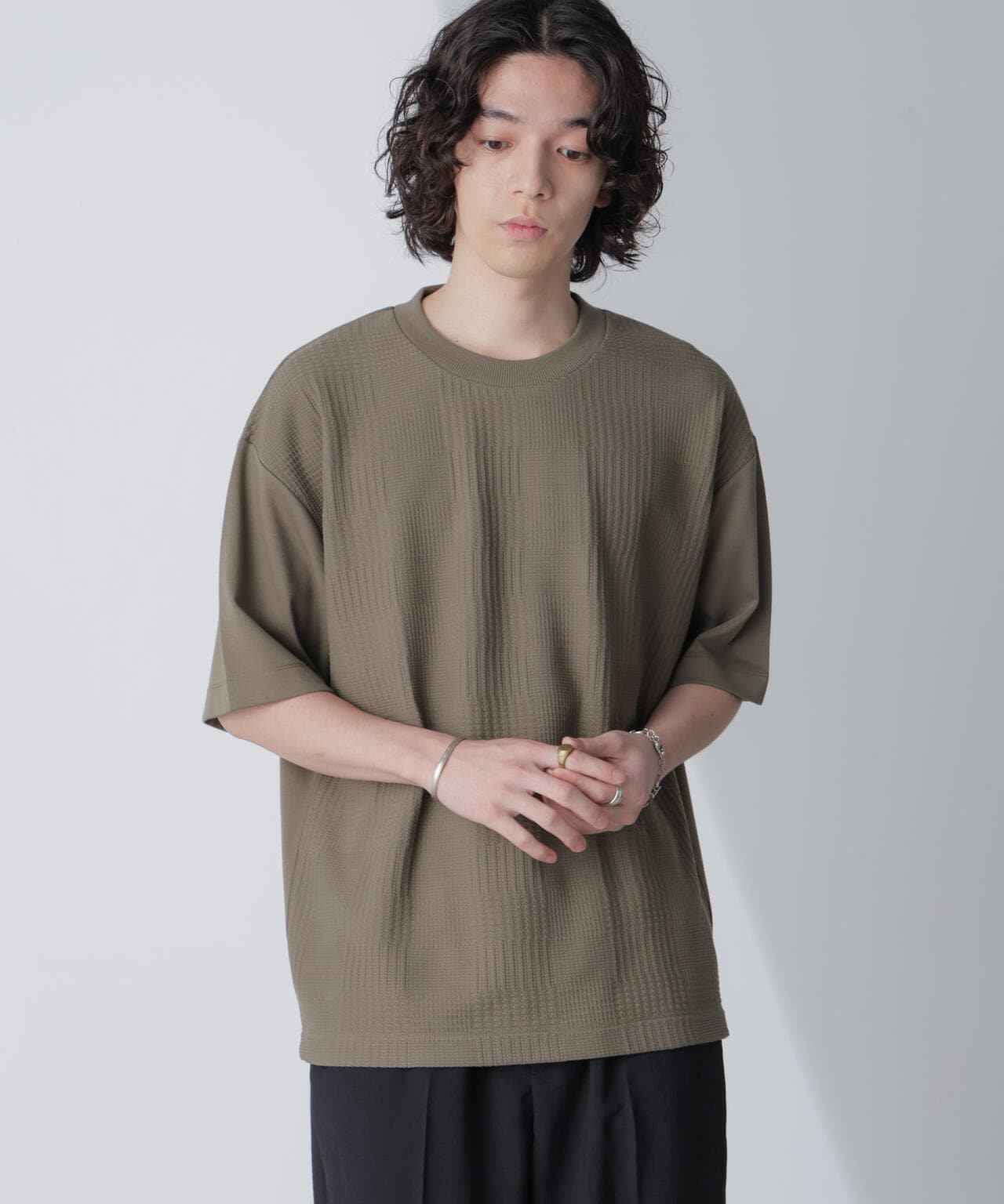 リンクス ジャガード コンビ Tシャツ 半袖