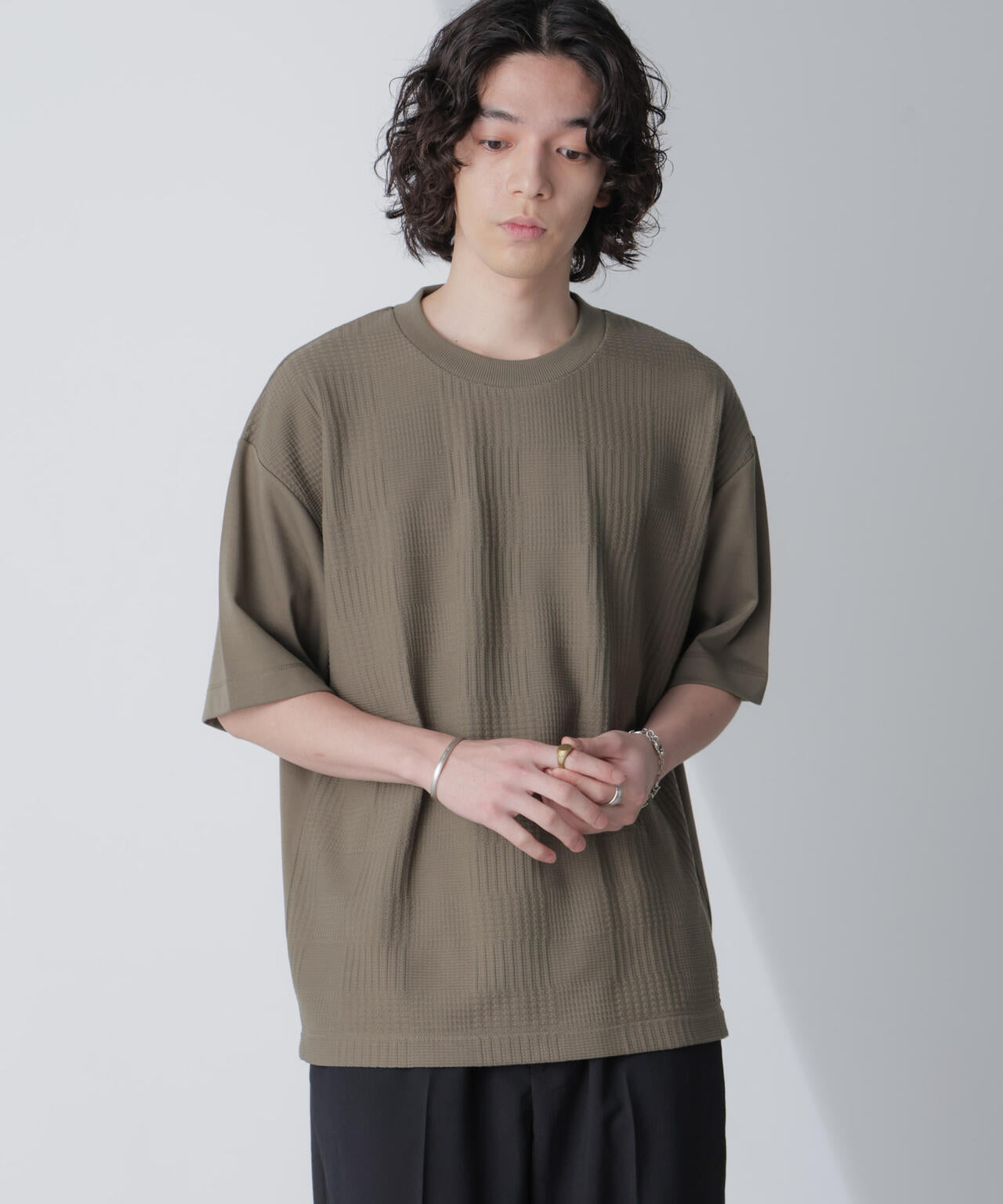 リンクスジャガードコンビTシャツ 半袖 6724124241