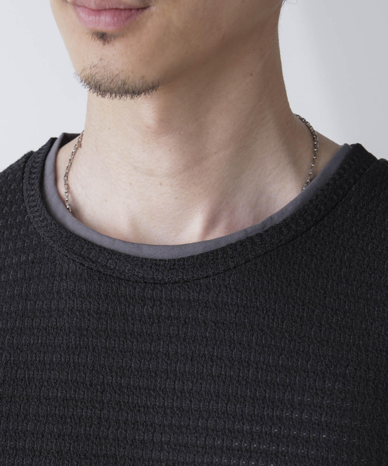 カラーステッチジャガードTシャツ 半袖 6724124255