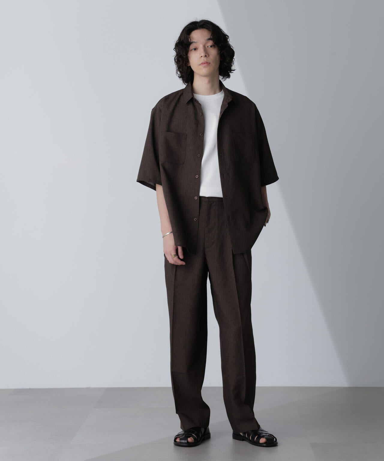 テックリネンリラックスタックテーパードパンツ(セットアップ可) 6724127223