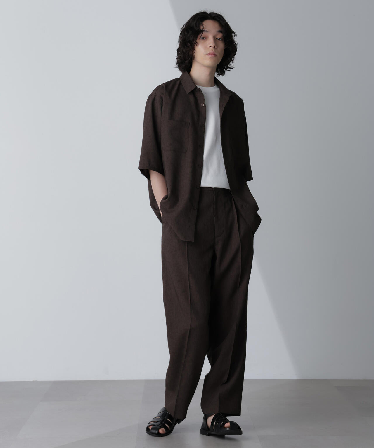 テックリネンリラックスタックテーパードパンツ(セットアップ可) 6724127223