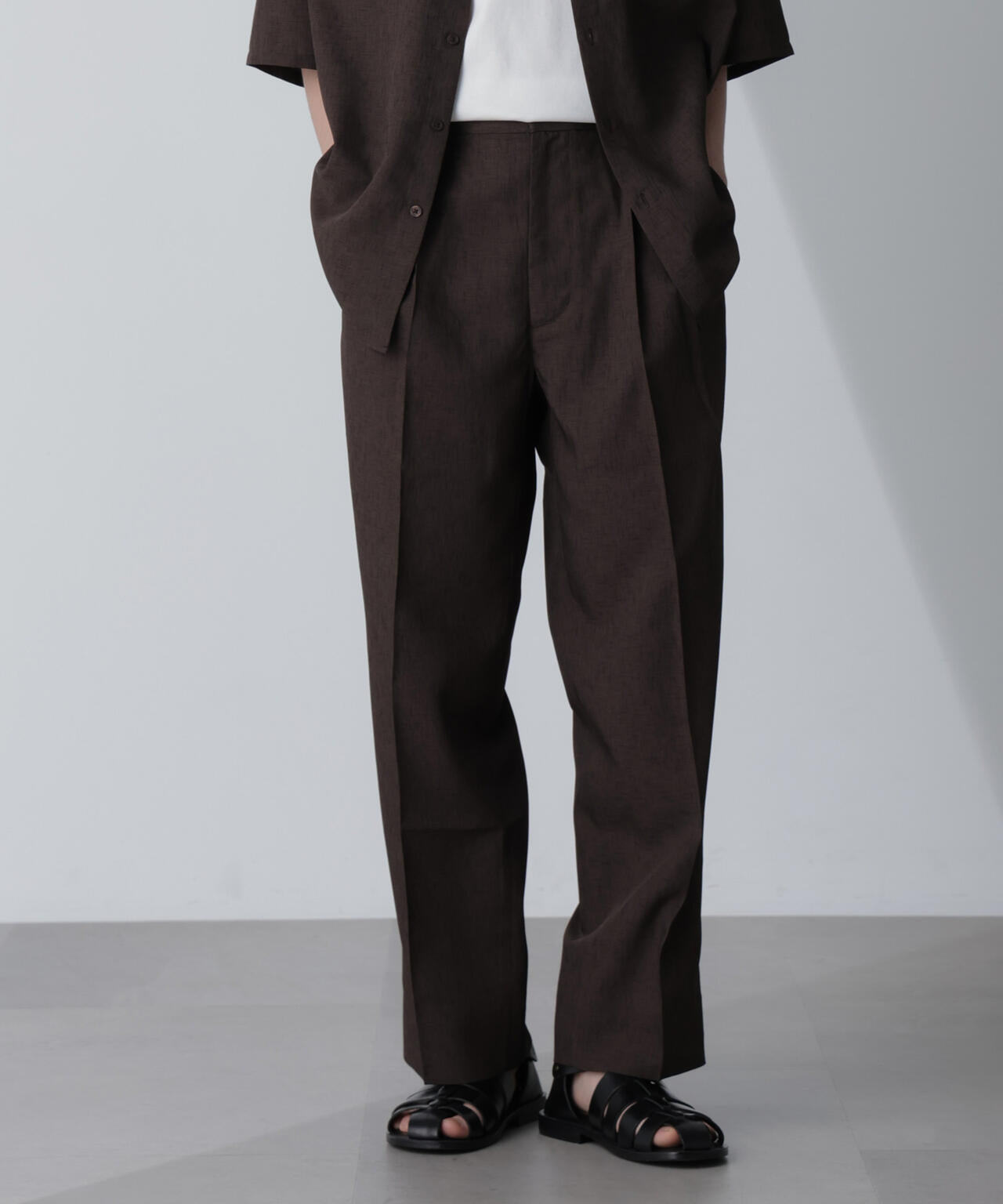 テックリネンリラックスタックテーパードパンツ(セットアップ可) 6724127223