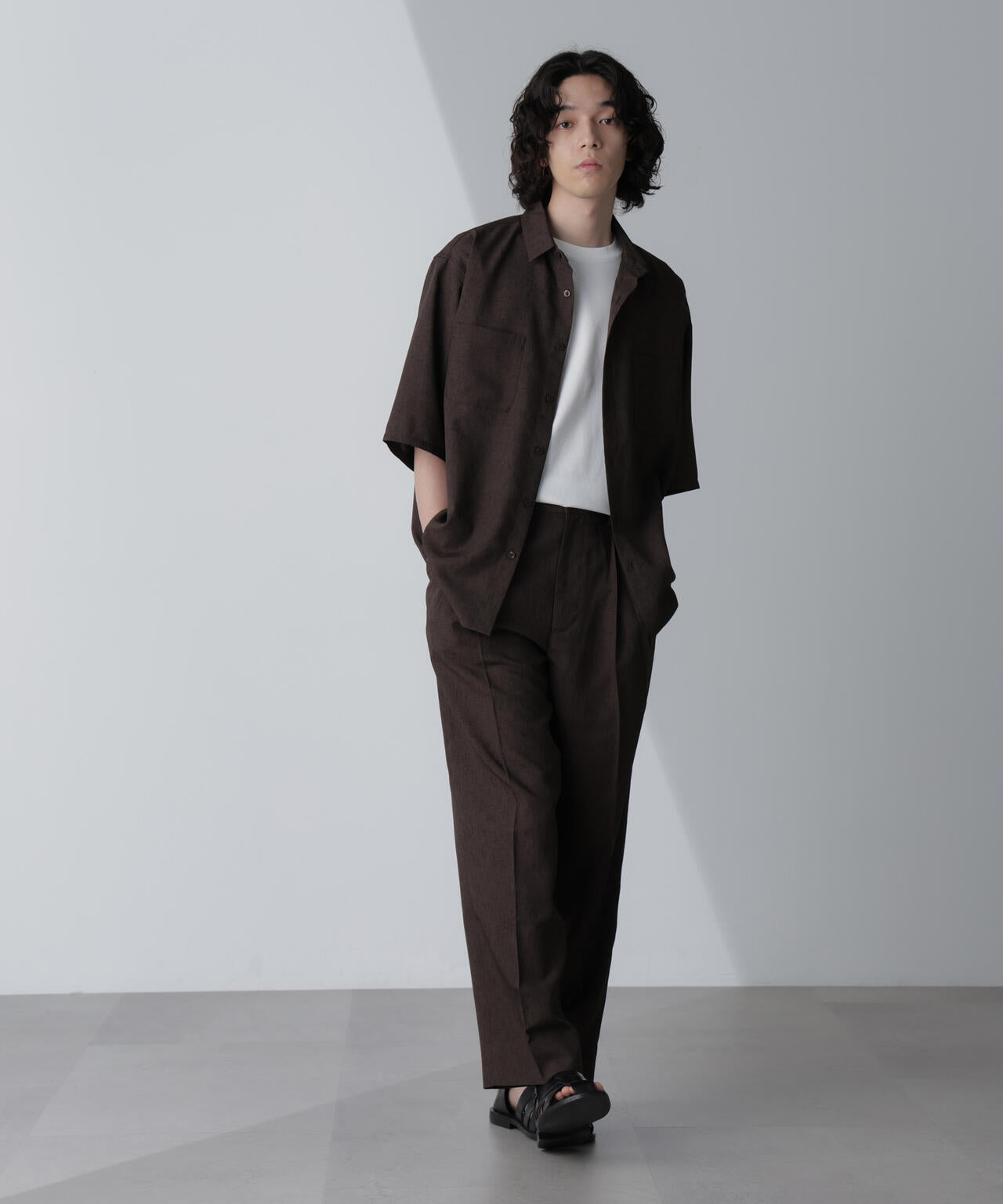 テックリネンリラックスタックテーパードパンツ(セットアップ可) 6724127223