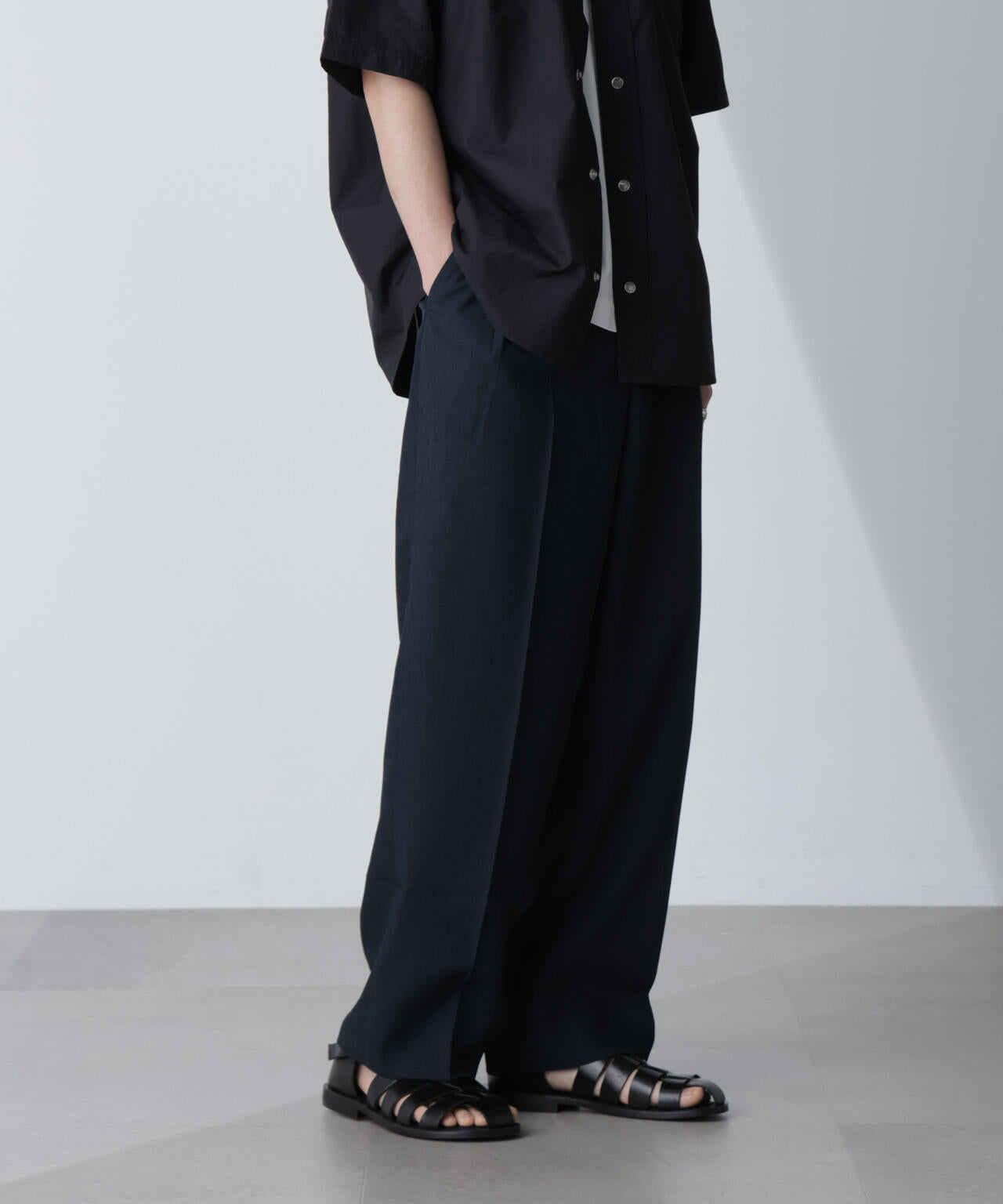 テックリネンリラックスタックテーパードパンツ(セットアップ可) 6724127223