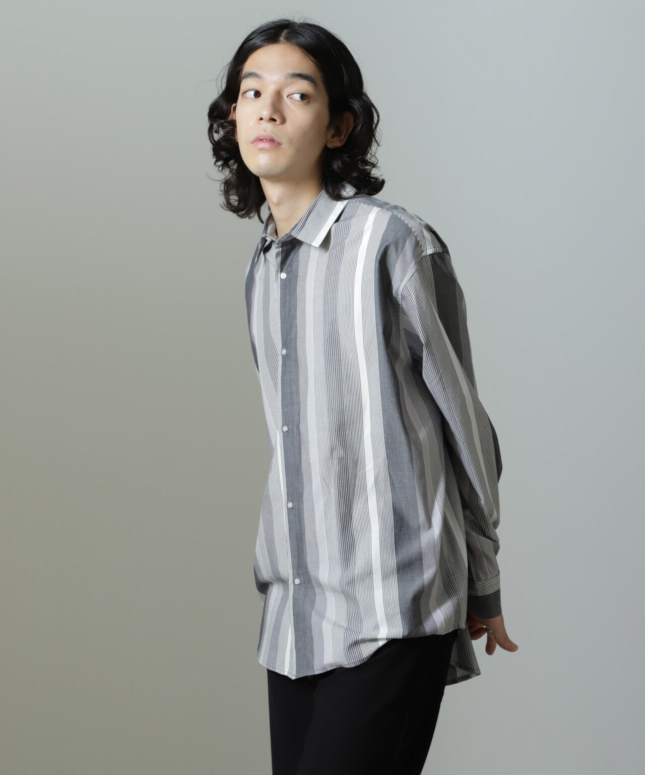 ワイドストライプシャツ 長袖 6724220203